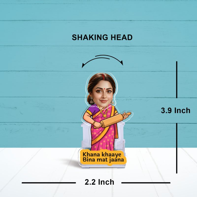 Personalized Mom Bobblehead Caricature with Funny Quote | Battery Powered Moving Head Feature Decoration for Home, Kitchen & Dining Table Birthday Gift for Mom